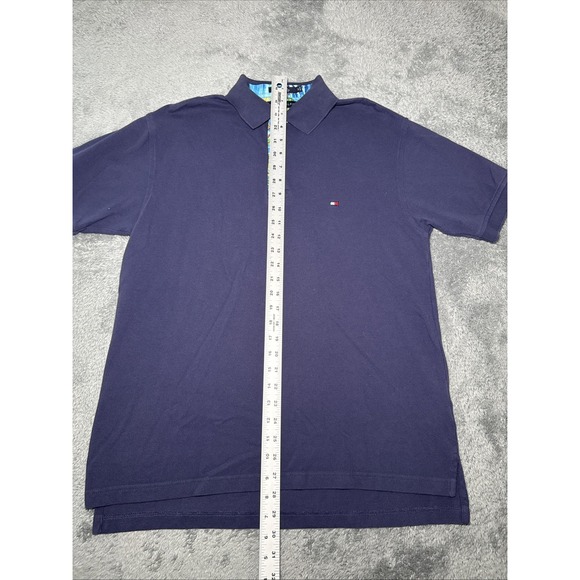 Tommy Hilfiger Men's Medium Navy Blue Polo Short Sleeve Shirt Tropical Collar - Picture 13 of 16